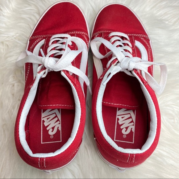 Vans Old Skool Low Top Red & White Unisex Shoes 7 - Picture 7 of 14